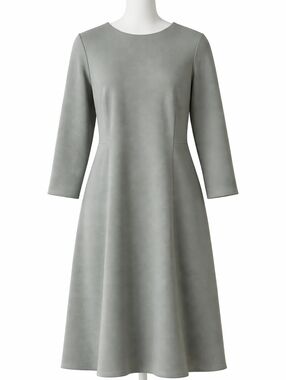 Uniqlo Knit Swing Dress | Sage Green | 3/4 Sleeve | Small